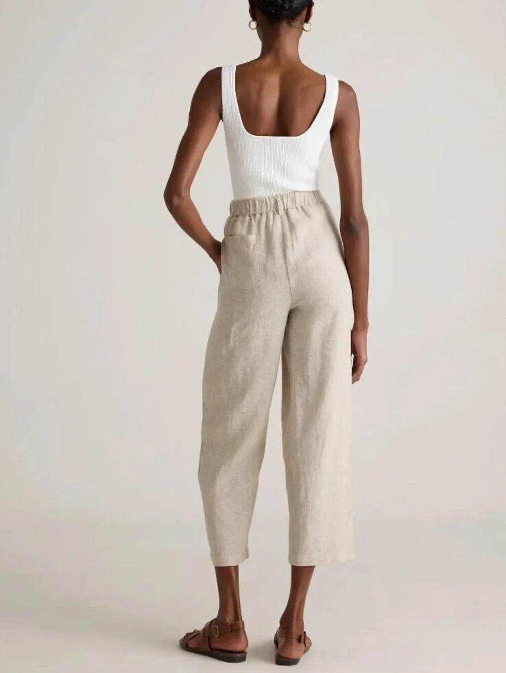 Quince Light Tan Flax 100% European Linen Pull on Pants - Size - Large